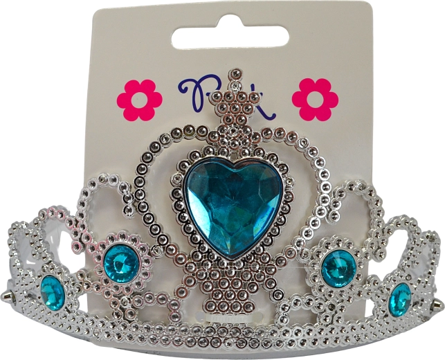 Plastová korunka na čelence s modrým akrylovým srdcem