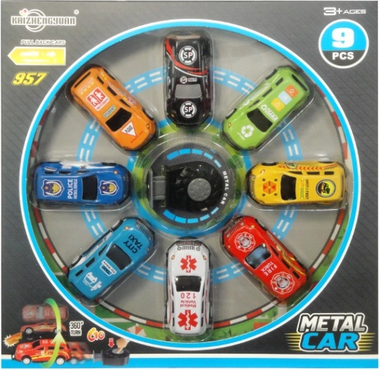 Sada kovových autíček s vystřelovačem a 360° saltem