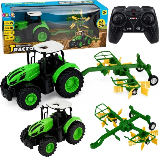 Rc zemědělský traktor se shrnovačem 1:24, 2.4 GHz, led světla
