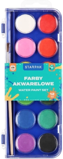 Akvarelové barvy 12 barev se štětcem