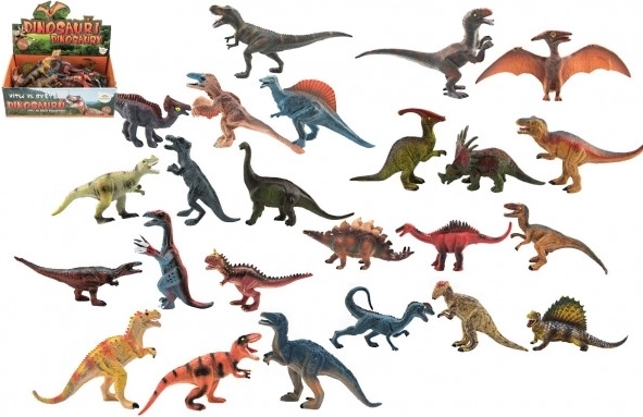 Plastoví dinosauři 11–14 cm, mix druhů v boxu (24 ks)