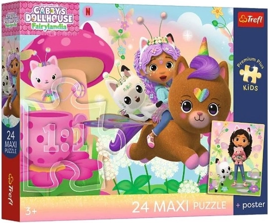 Maxi puzzle 24 dílků Trefl Kočičí domek Gábi: Gábi na záchranu + plakát