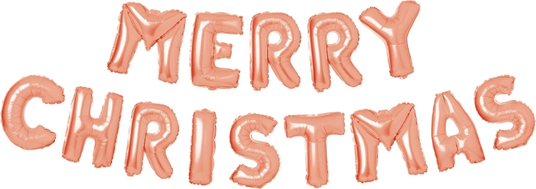 3D vánoční fóliový balónek „Merry Christmas“ v růžovém zlatě