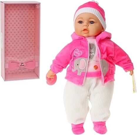 Mluvící panenka miminko 45 cm se zvuky v polštině a dudlíkem