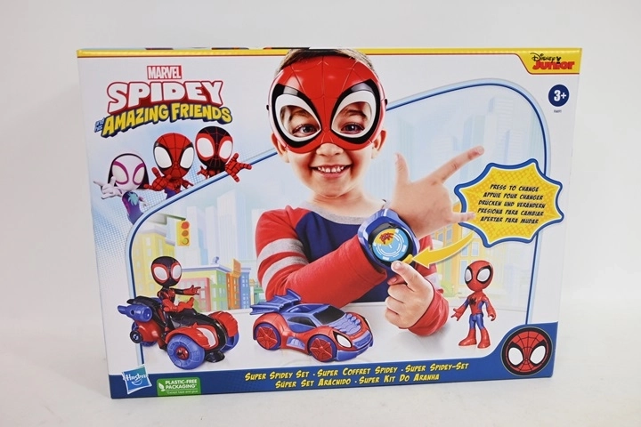 Spidey a úžasní přátelé – sada 2 vozidel a 2 figurek s maskou a náramkem
