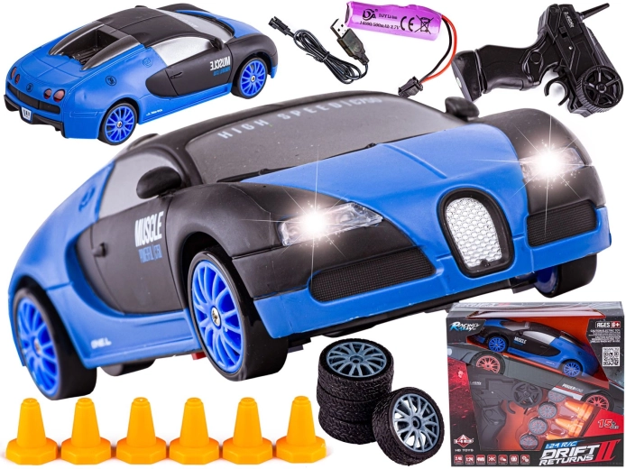 Rc auto na drift Bugatti 1:24 2,4 ghz 4wd černo-modré