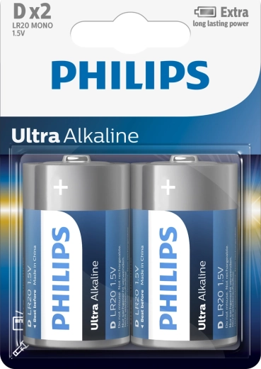 Philips Ultra Alkaline baterie D (LR20), 1,5 V – 2 ks