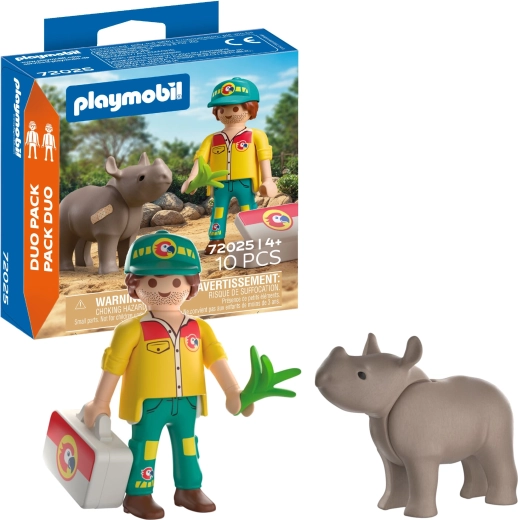 Playmobil Duo Pack – ošetřovatel se nosorožcem a doplňky