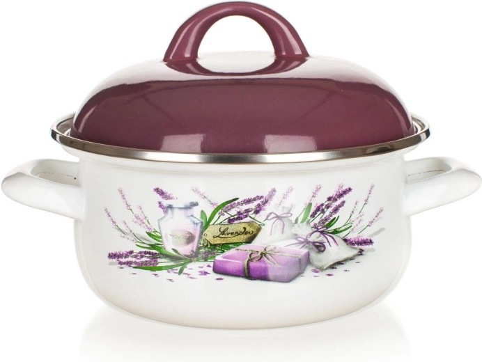 Smaltovaný kastrol Lavender 18 cm s poklicí 1,4 l