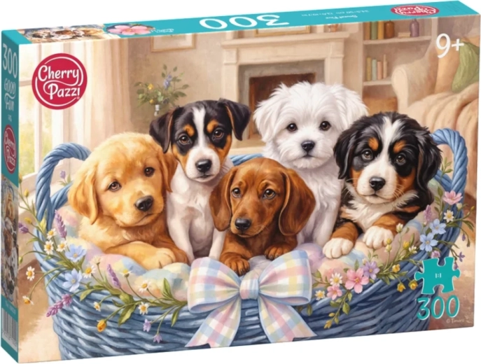 Cherry Pazzi puzzle štěňátka v košíku 300 dílků