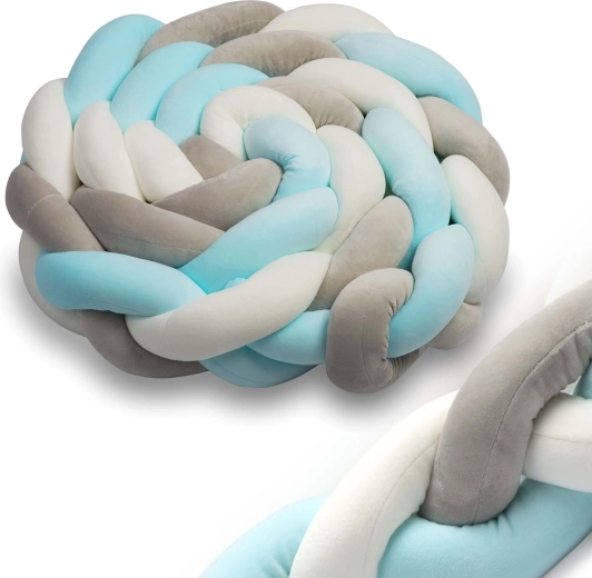 Pletený mantinel do postýlky Ricokids 2 m – modro-šedý