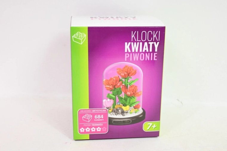 Stavebnice květiny pivoňky pod skleněným kloboukem (684 dílků)