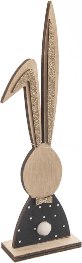 Dřevěná dekorace Zajíc černo-hnědá 26 cm