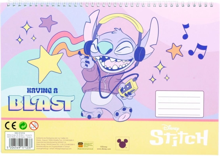Spirálový blok se samolepkami Lilo a Stitch A4