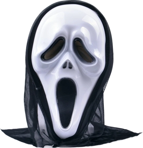 Strašidelná halloweenská maska s kapucí