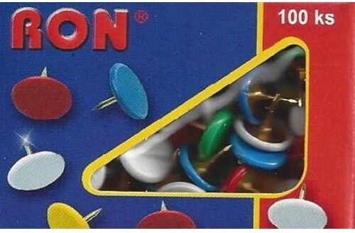 Připínáčky s barevnou hlavičkou 10 mm, 100 ks