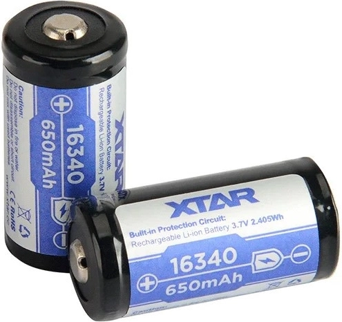 XTAR akumulátor 16340 (R-CR123) li-ion 3,7 v 650 mah s ochranou - 1 kus