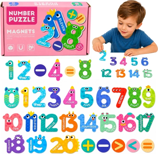 Magnetické puzzle čísla a matematické operace 26 dílů