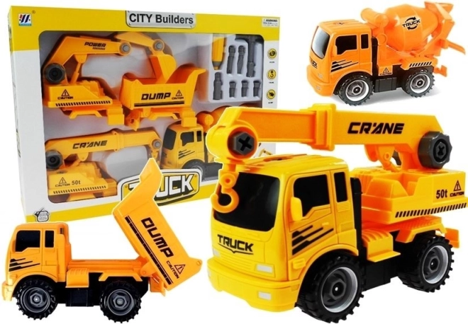 Sada rozmontovatelných stavebních vozidel