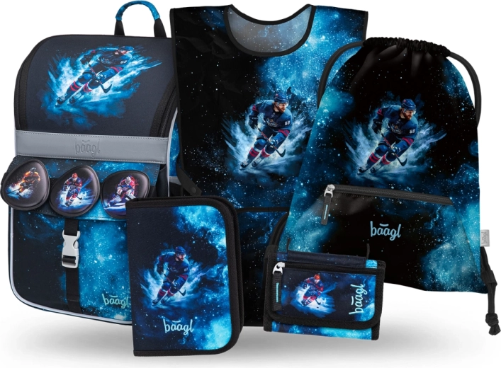 Baagl školní set Zippy Hokej – aktovka, penál, sáček, peněženka a reflexní vesta