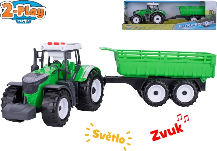 2-Play traktor s vlečkou se světly a zvuky, setrvačník, 45 cm