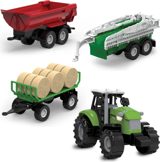 FARM SERVICE traktor se třemi valníky se světly a zvuky