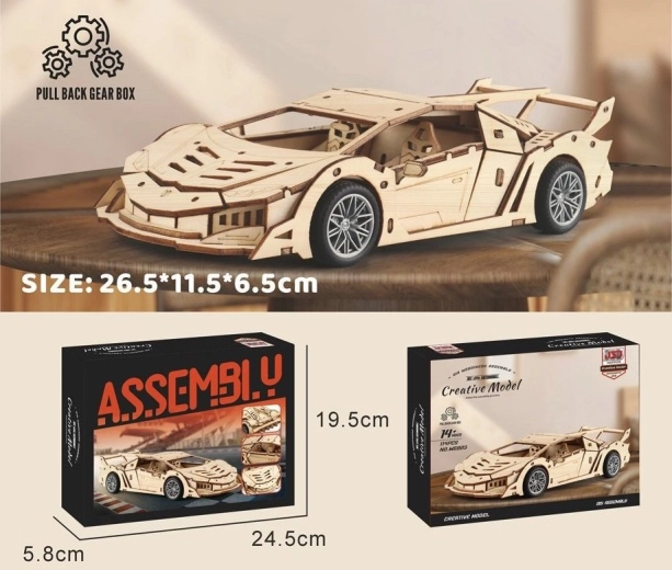 Dřevěná stavebnice závodní auto 26,5 cm