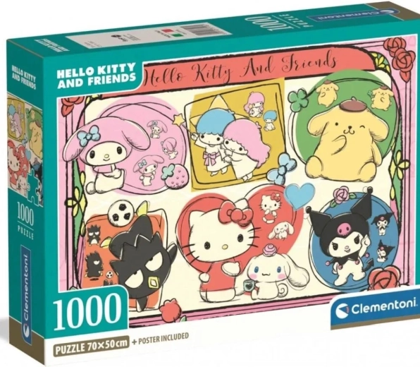 Puzzle CLEMENTONI Hello Kitty a přátelé – roztomilá koláž 1000 dílků