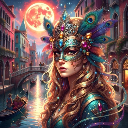 Bluebird čtvercové puzzle Benátský karneval – 1000 dílků