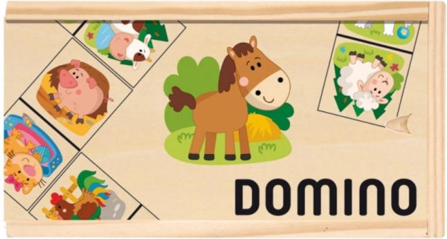 Dětské dřevěné domino s domácími zvířaty