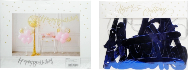 Papírová girlanda Happy Birthday – průhledná, jednostranná