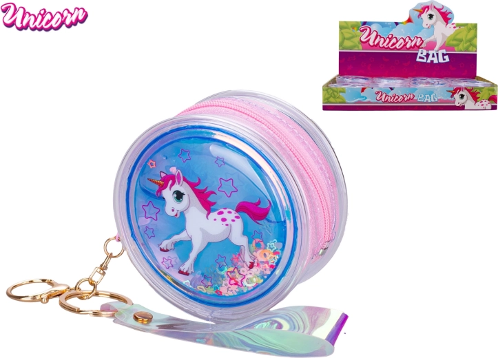 Unicorn mini kabelka s holografickými třpytkami a přívěskem