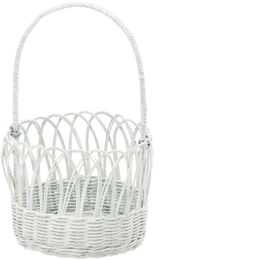 Ratanový košík s rukojetí modrošedý s běleným efektem 20 × 16/35 cm