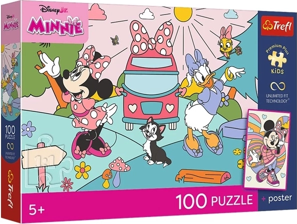 Premium plus dětské puzzle Minnie Mouse růžové dobrodružství 100 dílků