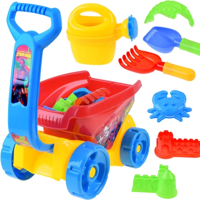 Dětský pískoviště set s vozíkem a Spiderman doplňky