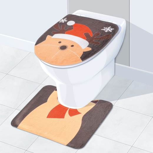 Vánoční dekorace na WC sedátko se sobem