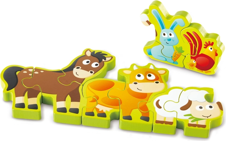 Dřevěné puzzle zvířátka a číslice