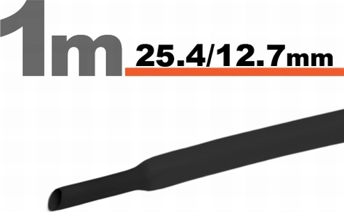 Černá smršťovací bužírka 25,4 / 12,7 mm