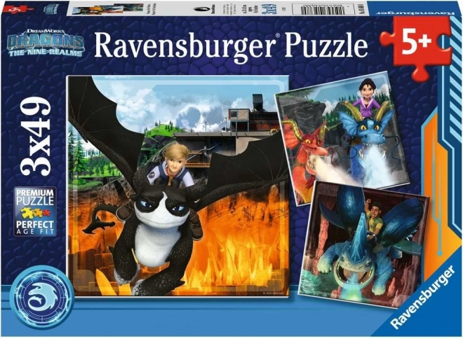 ravensburger puzzle jak vycvičit draka: devět království 3×49 dílků