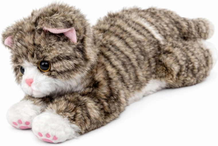 Plyšový ležící koťátko béžové 38 cm