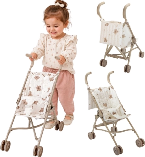 Woopie Royal vintage kočárek pro panenky s motivem medvídků