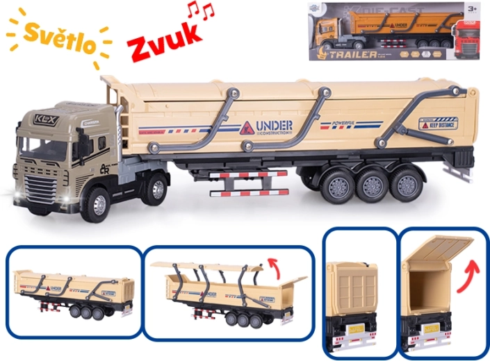 Kovový nákladní vůz 1:24 se světlem a zvukem, setrvačník, 39 cm