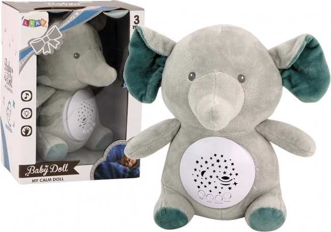 Usínající medvídek Sloník s projekcí hvězd a melodiemi - šedý