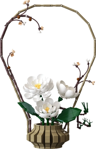 Stavebnice CaDA Floral Art Winter Silence – květinová dekorace 49,6 cm, 1001 dílků
