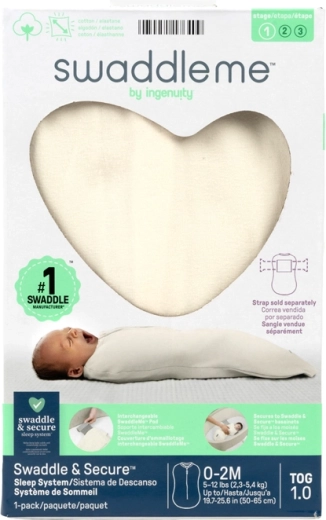 Ingenuity bavlněná zavinovačka SwaddleMe™ 1 TOG Ivory, 0–2 měsíce