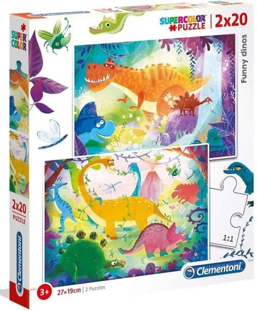 Puzzle 2×20 Super Color – vtipní dinosauři