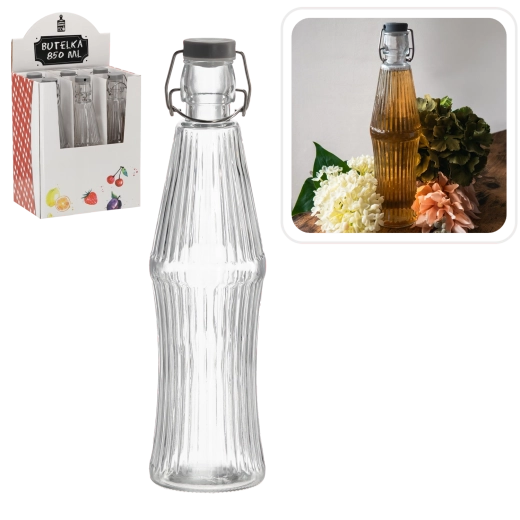 Skleněná láhev 850 ml s mechanickým uzávěrem