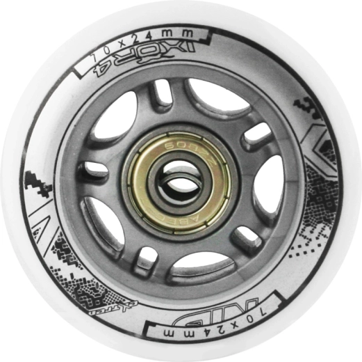Sada bílých PU koleček 70 × 24 mm s ložisky ABEC 7 NILS EXTREME