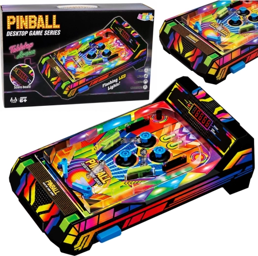 Elektronický stolní pinball (flipper) s LED počítadlem bodů a zvuky