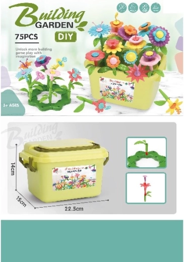 Stavebnice květiny DIY, 73 dílků v boxu